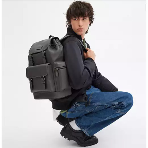 Coach Men's Sprint Backpack In Leather/Gunmetal/Graphite CT015 NWT - Picture 10 of 10